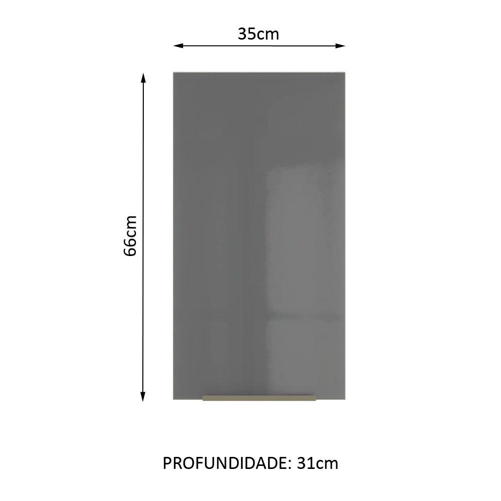 Armário Aéreo Madesa Lux 35 cm 1 Porta - Branco/Cinza