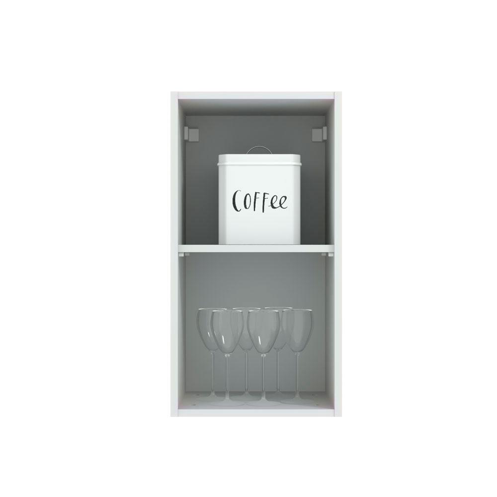 Armário Aéreo Madesa Lux 35 cm 1 Porta - Branco/Preto