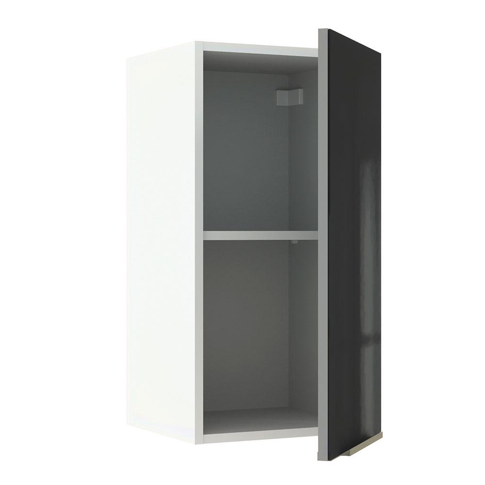 Armário Aéreo Madesa Lux 35 cm 1 Porta - Branco/Preto