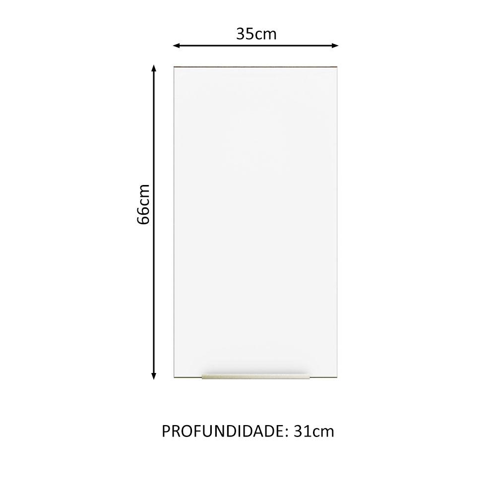 Armário Aéreo Madesa Lux 35 cm 1 Porta - Rustic/Branco Veludo