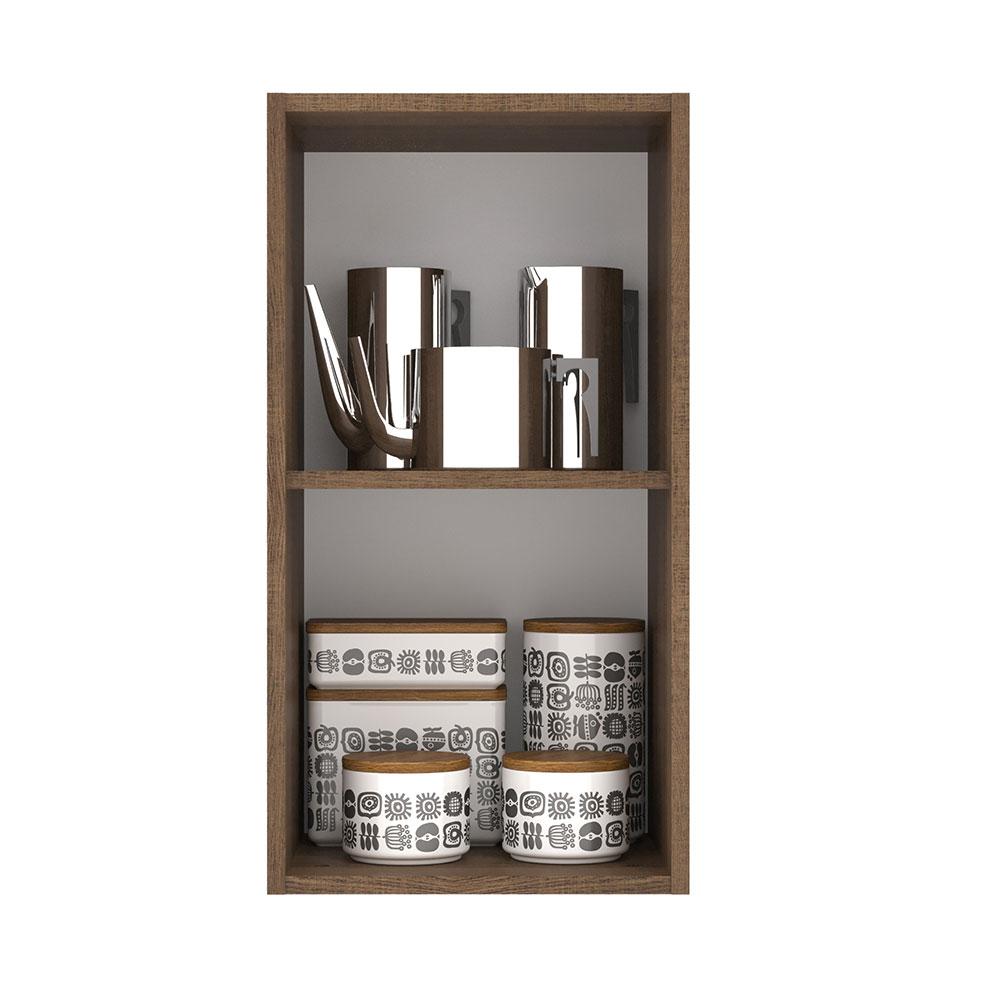 Armário Aéreo Madesa Lux 35 cm 1 Porta - Rustic/Branco Veludo