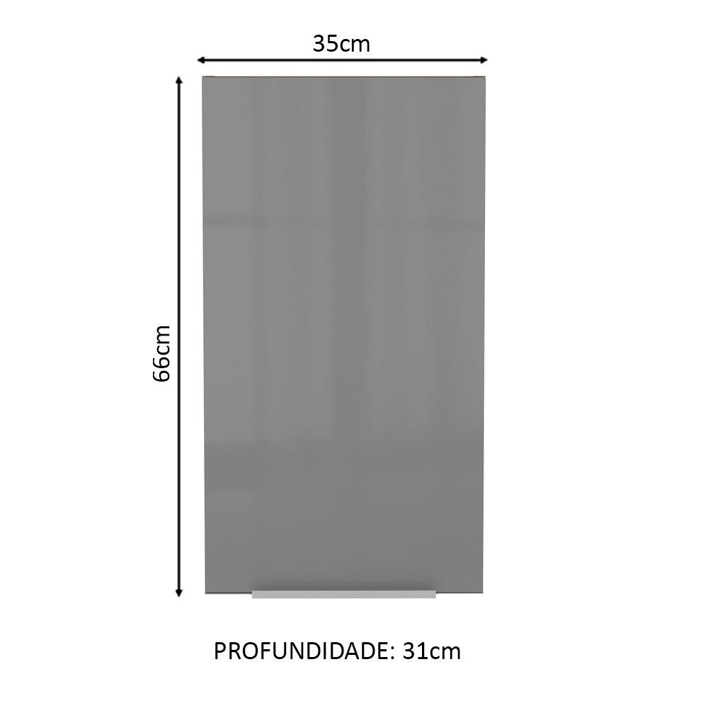 Armário Aéreo Madesa Lux 35 cm 1 Porta - Rustic/Cinza