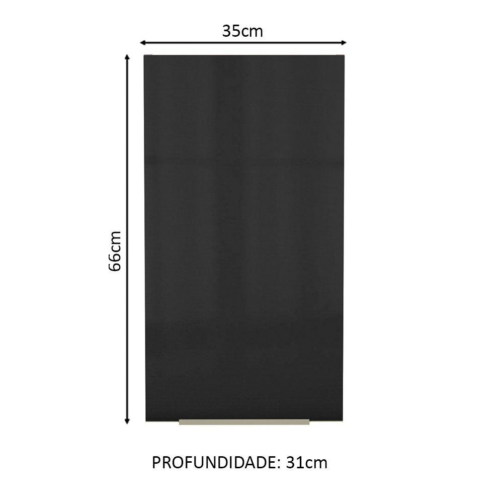 Armário Aéreo Madesa Lux 35 cm 1 Porta - Rustic/Preto