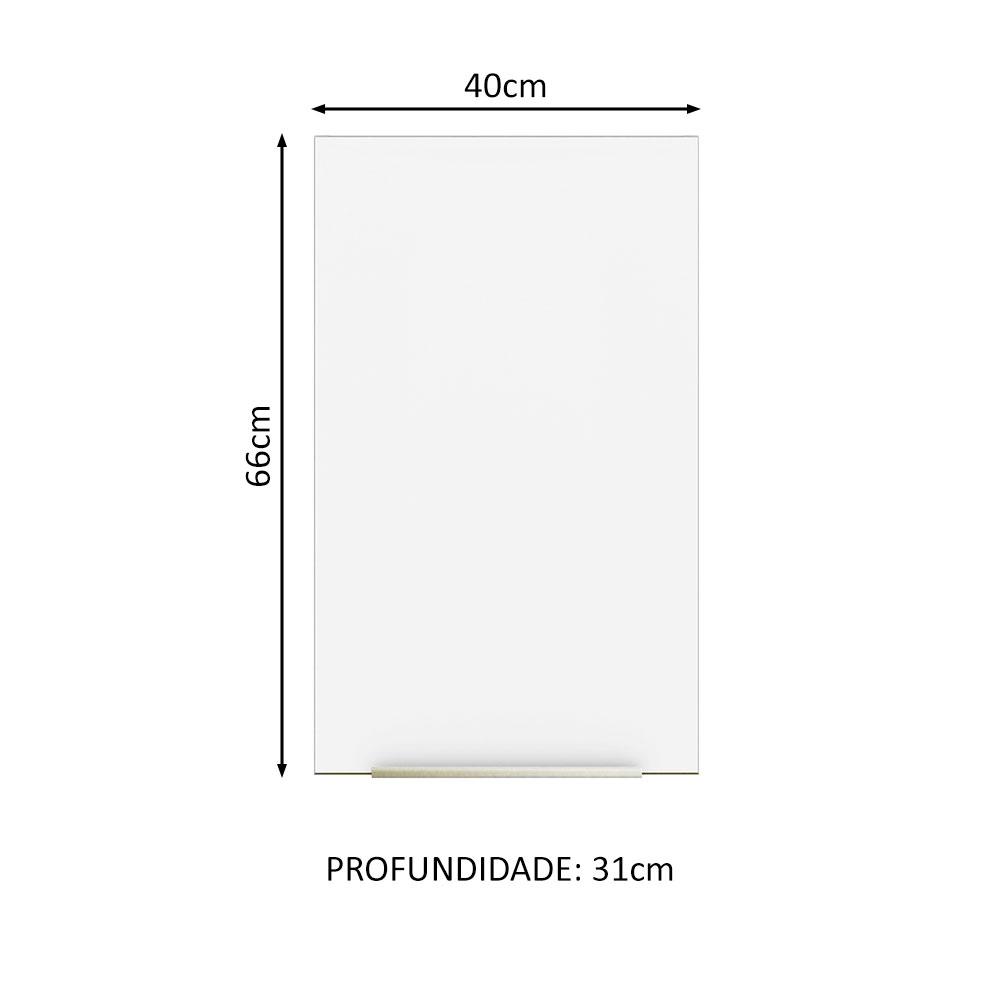 Armário Aéreo Madesa Lux 40 cm 1 Porta - Branco/Branco Veludo