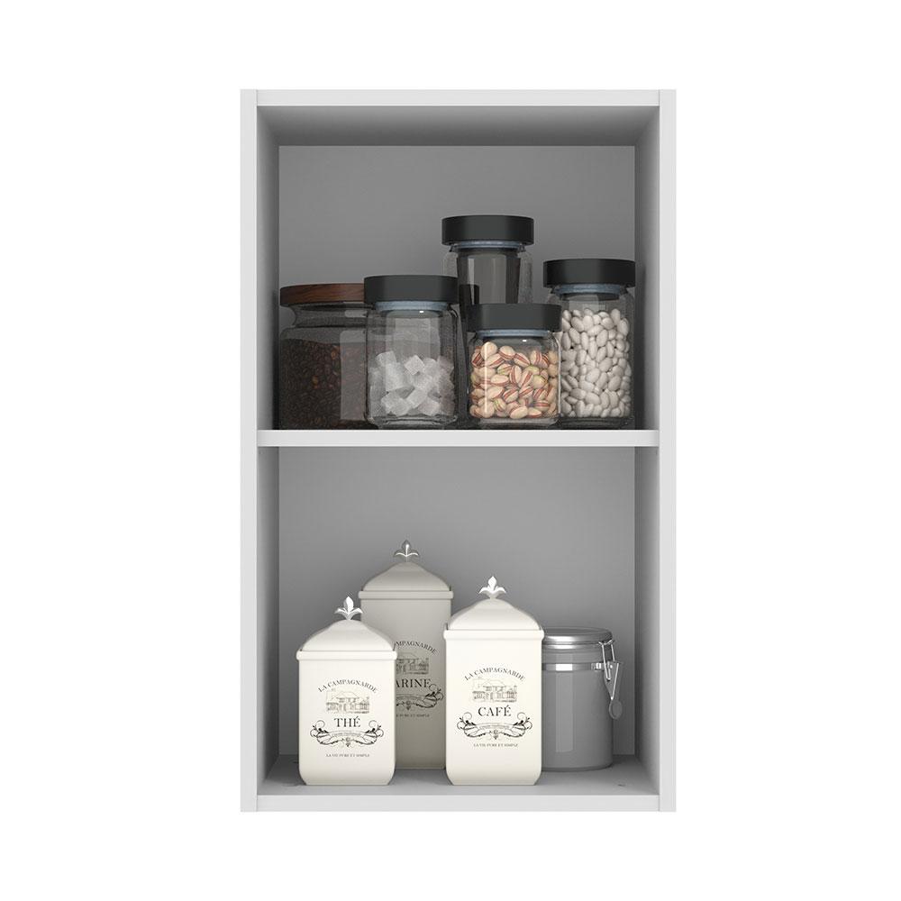 Armário Aéreo Madesa Lux 40 cm 1 Porta - Branco/Branco Veludo