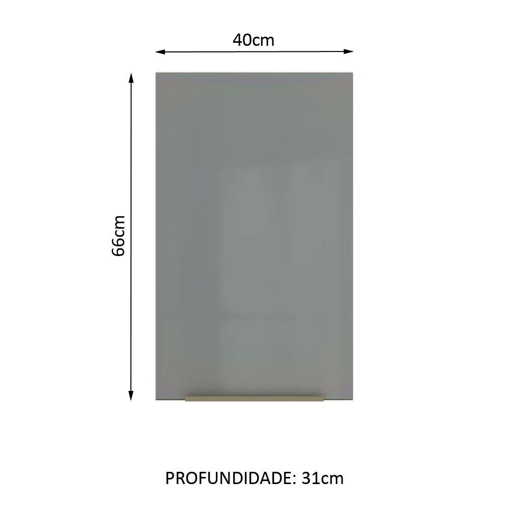 Armário Aéreo Madesa Lux 40 cm 1 Porta - Branco/Cinza