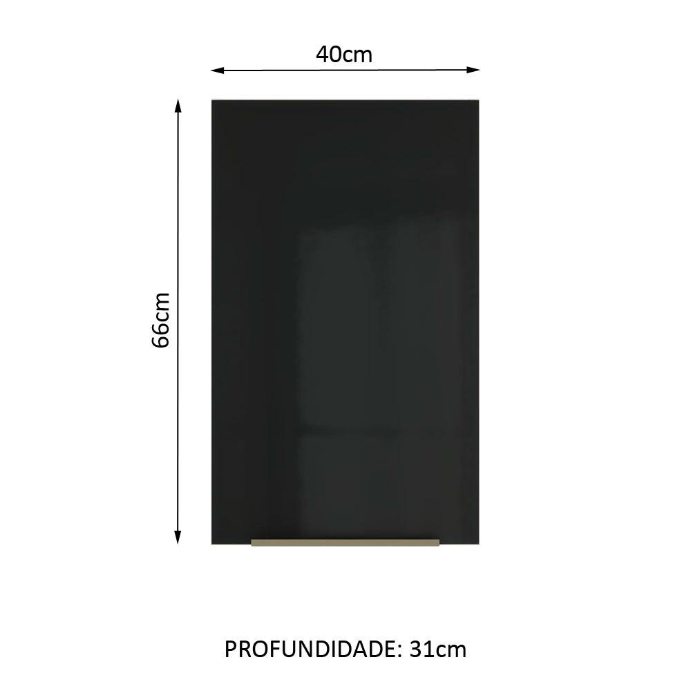 Armário Aéreo Madesa Lux 40 cm 1 Porta - Branco/Preto