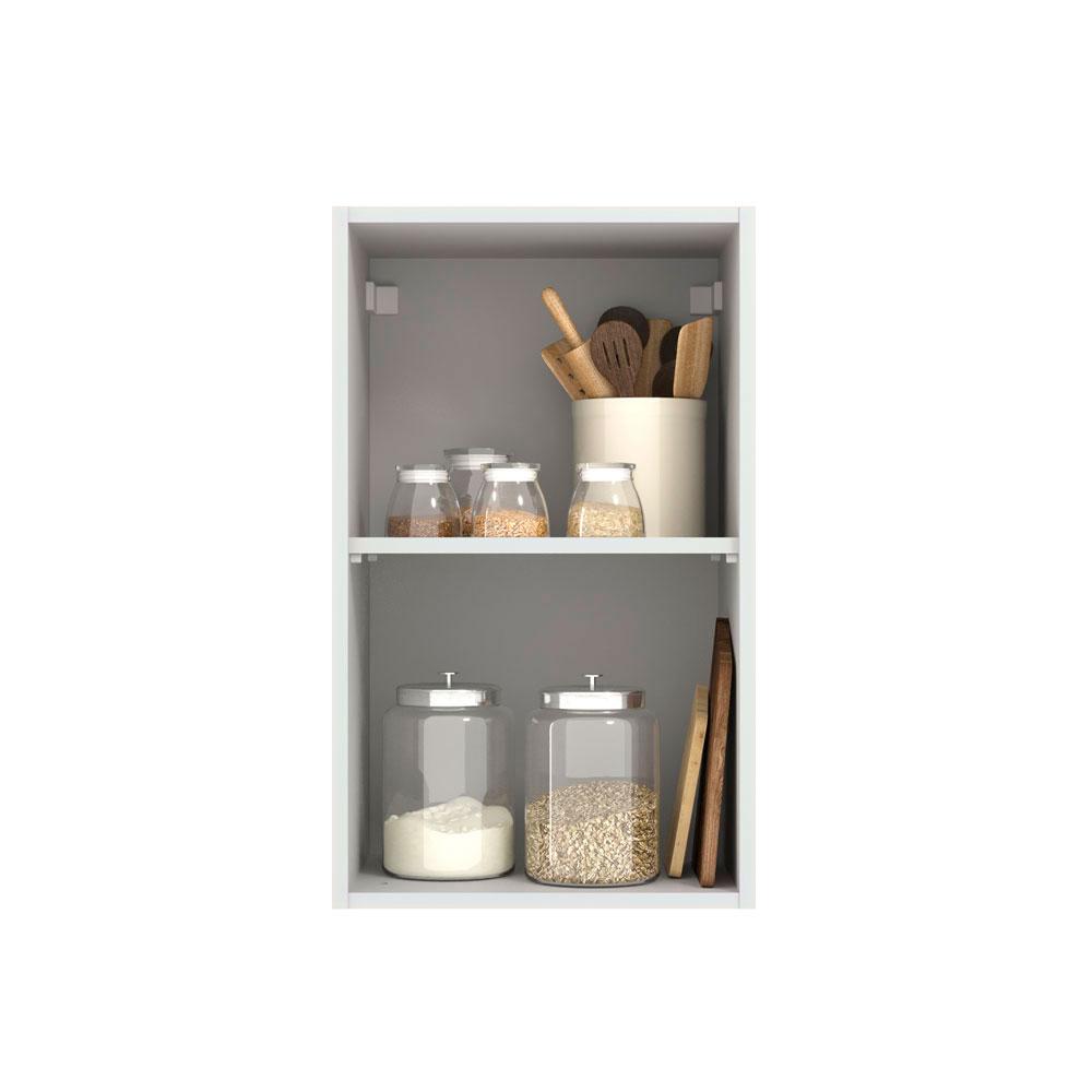 Armário Aéreo Madesa Lux 40 cm 1 Porta - Branco/Preto