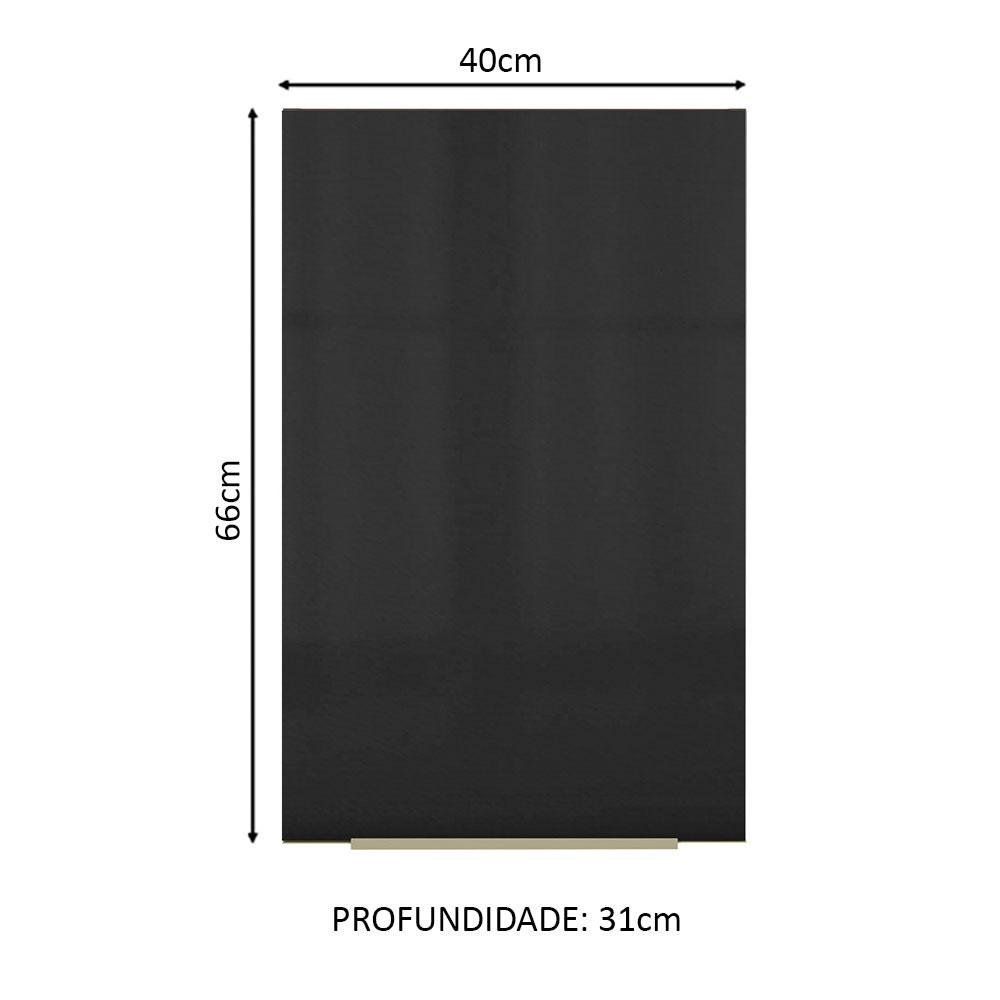 Armário Aéreo Madesa Lux 40 cm 1 Porta - Rustic/Preto