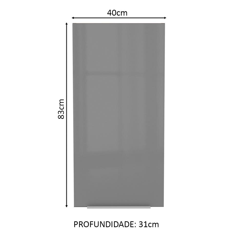 Armário Aéreo Madesa Lux 40 x 83 cm 1 Porta - Rustic/Cinza