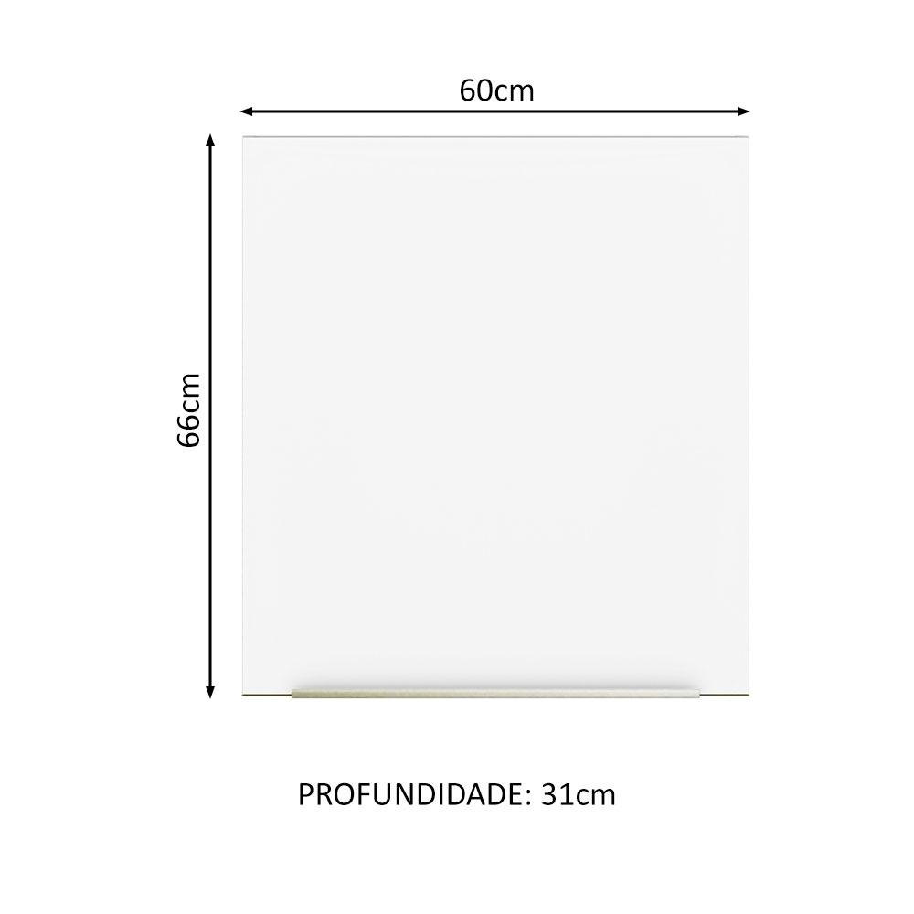 Armário Aéreo Madesa Lux 60 cm 1 Porta - Branco/Branco Veludo