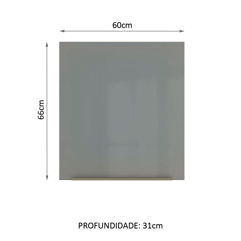 Armário Aéreo Madesa Lux 60 cm 1 Porta - Branco/Cinza