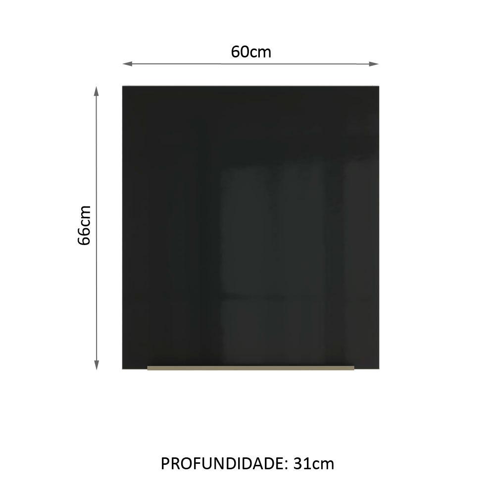Armário Aéreo Madesa Lux 60 cm 1 Porta - Branco/Preto