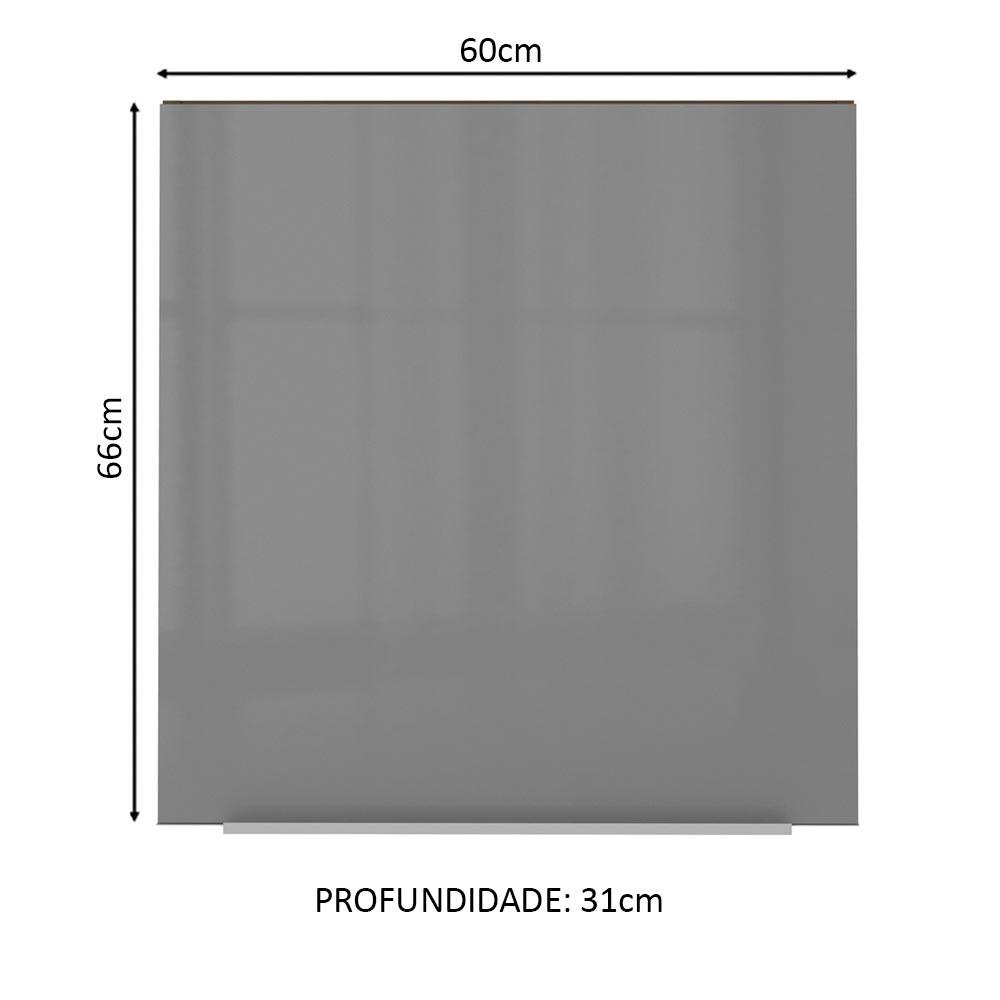 Armário Aéreo Madesa Lux 60 cm 1 Porta - Rustic/Cinza