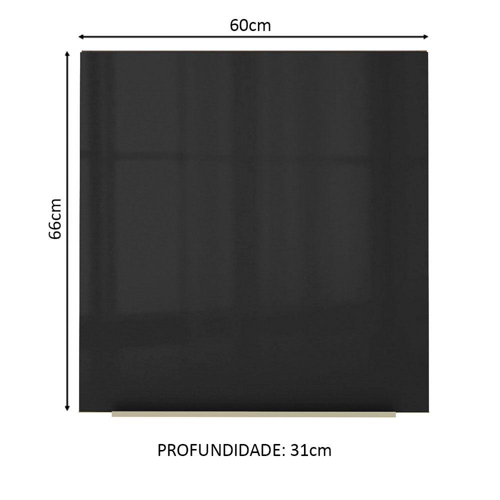 Armário Aéreo Madesa Lux 60 cm 1 Porta - Rustic/Preto