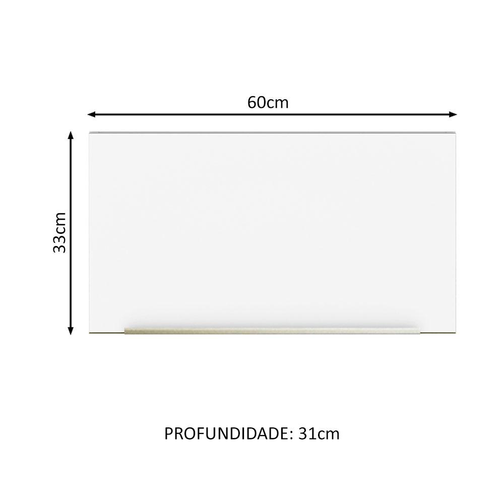 Armário Aéreo Madesa Lux 60 cm 1 Porta Basculante - Branco/Branco Veludo
