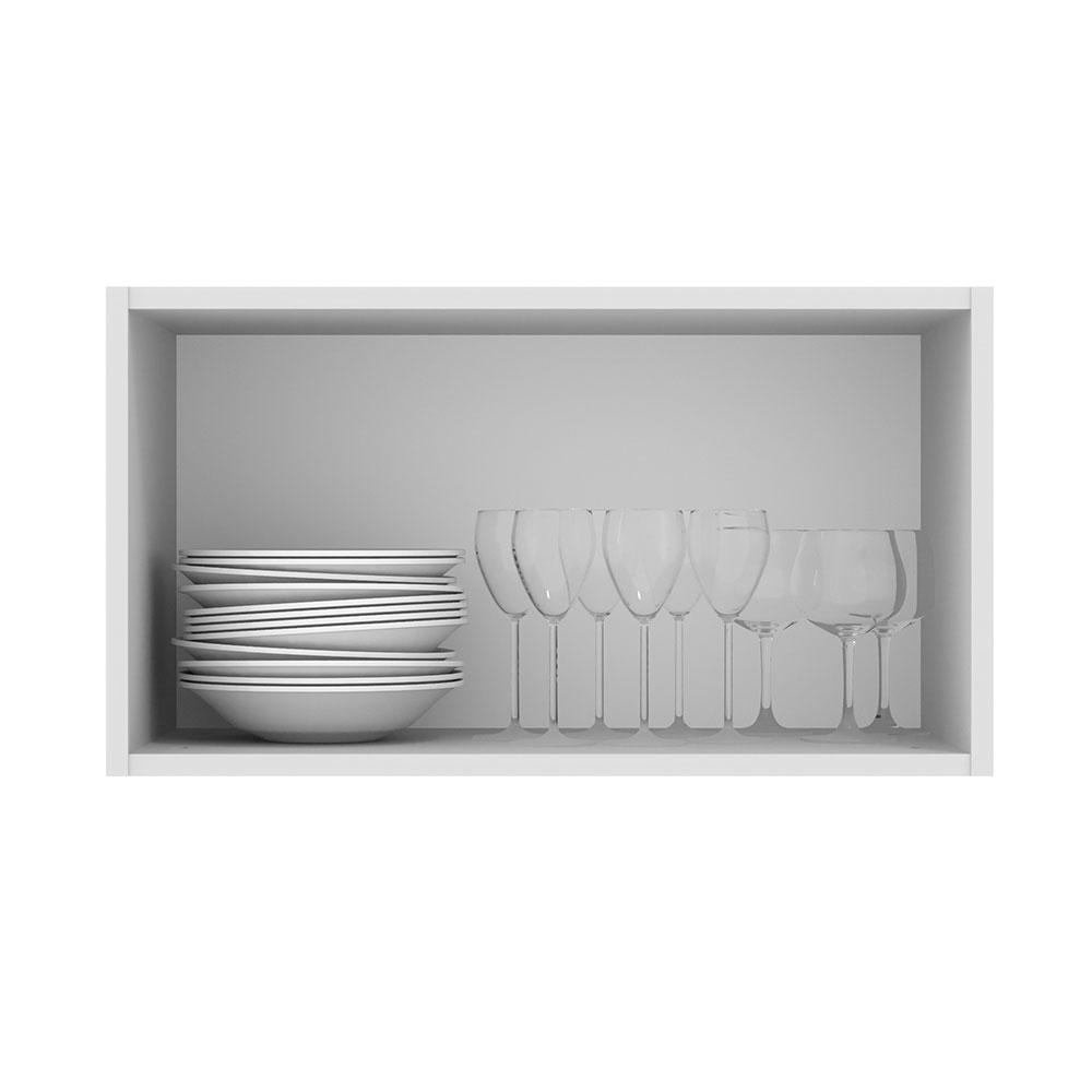Armário Aéreo Madesa Lux 60 cm 1 Porta Basculante - Branco/Branco Veludo