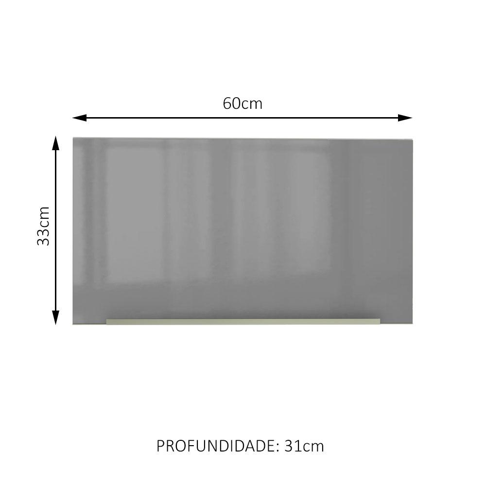 Armário Aéreo Madesa Lux 60 cm 1 Porta Basculante - Branco/Cinza