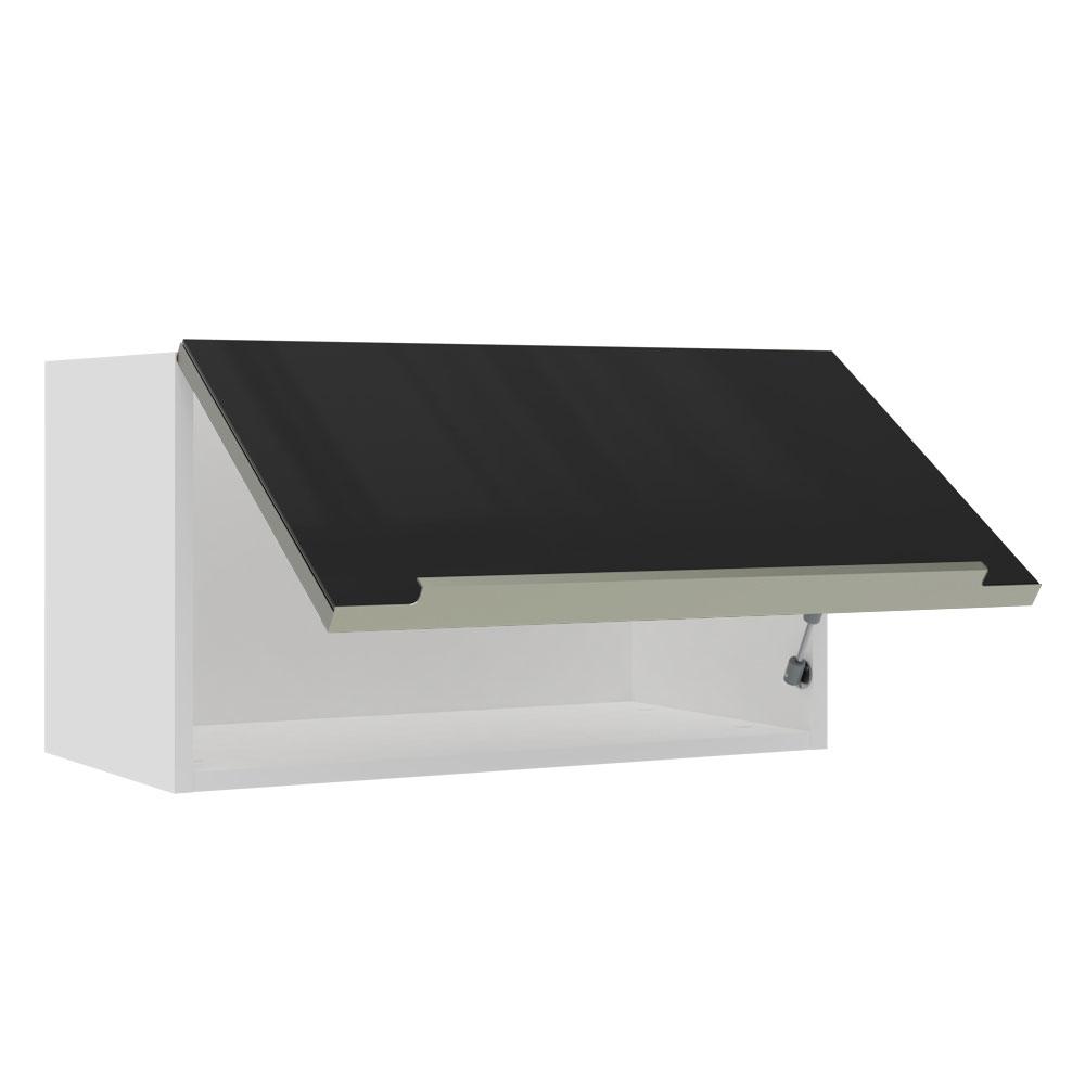 Armário Aéreo Madesa Lux 60 cm 1 Porta Basculante - Branco/Preto