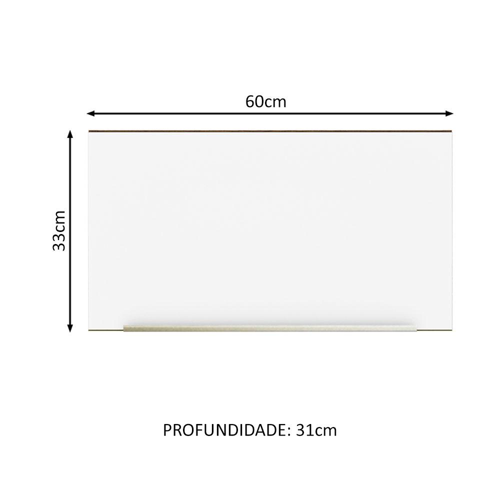 Armário Aéreo Madesa Lux 60 cm 1 Porta Basculante - Rustic/Branco Veludo