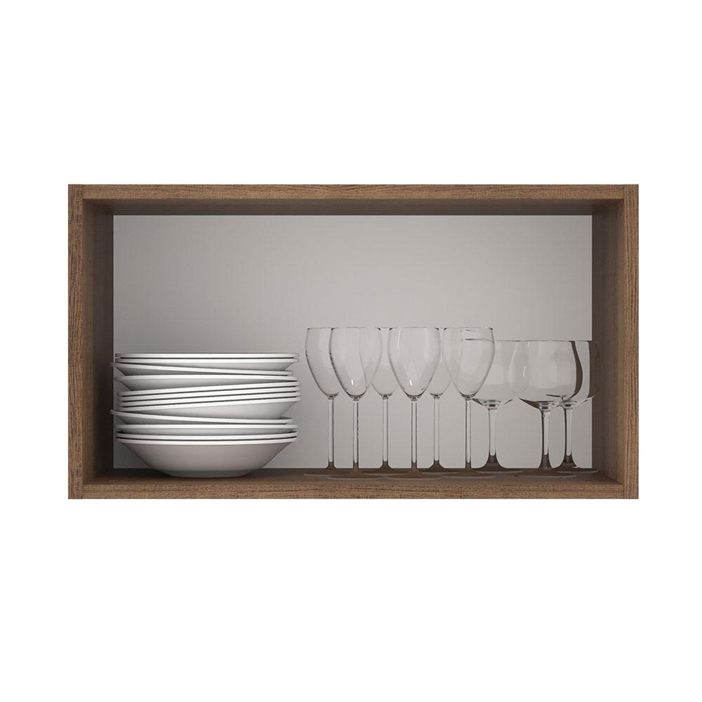 Armário Aéreo Madesa Lux 60 cm 1 Porta Basculante - Rustic/Branco Veludo