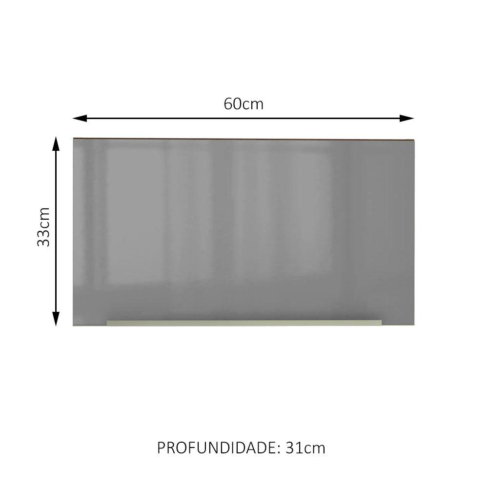 Armário Aéreo Madesa Lux 60 cm 1 Porta Basculante - Rustic/Cinza
