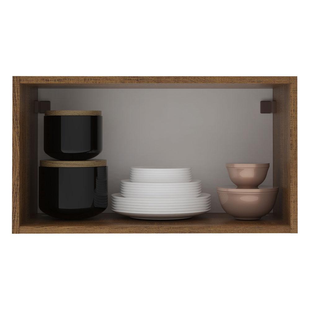 Armário Aéreo Madesa Lux 60 cm 1 Porta Basculante - Rustic/Cinza