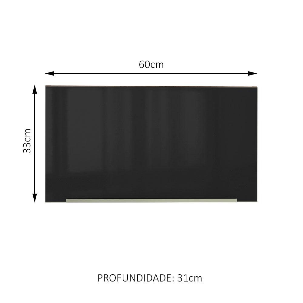 Armário Aéreo Madesa Lux 60 cm 1 Porta Basculante - Rustic/Preto