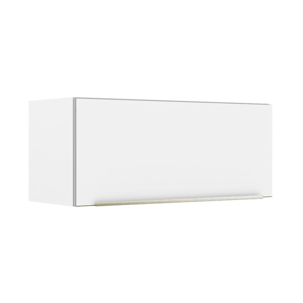 Armário Aéreo Madesa Lux 80 cm 1 Porta Basculante - Branco/Branco Veludo