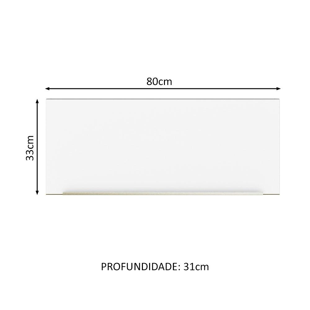 Armário Aéreo Madesa Lux 80 cm 1 Porta Basculante - Branco/Branco Veludo
