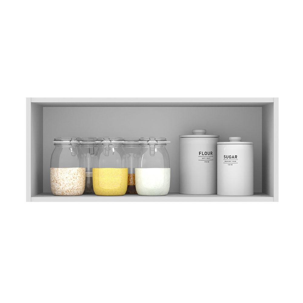 Armário Aéreo Madesa Lux 80 cm 1 Porta Basculante - Branco/Branco Veludo