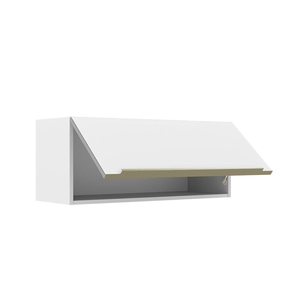 Armário Aéreo Madesa Lux 80 cm 1 Porta Basculante - Branco/Branco Veludo