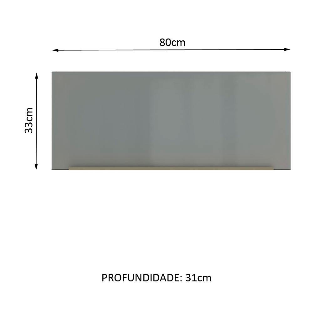 Armário Aéreo Madesa Lux 80 cm 1 Porta Basculante - Branco/Cinza