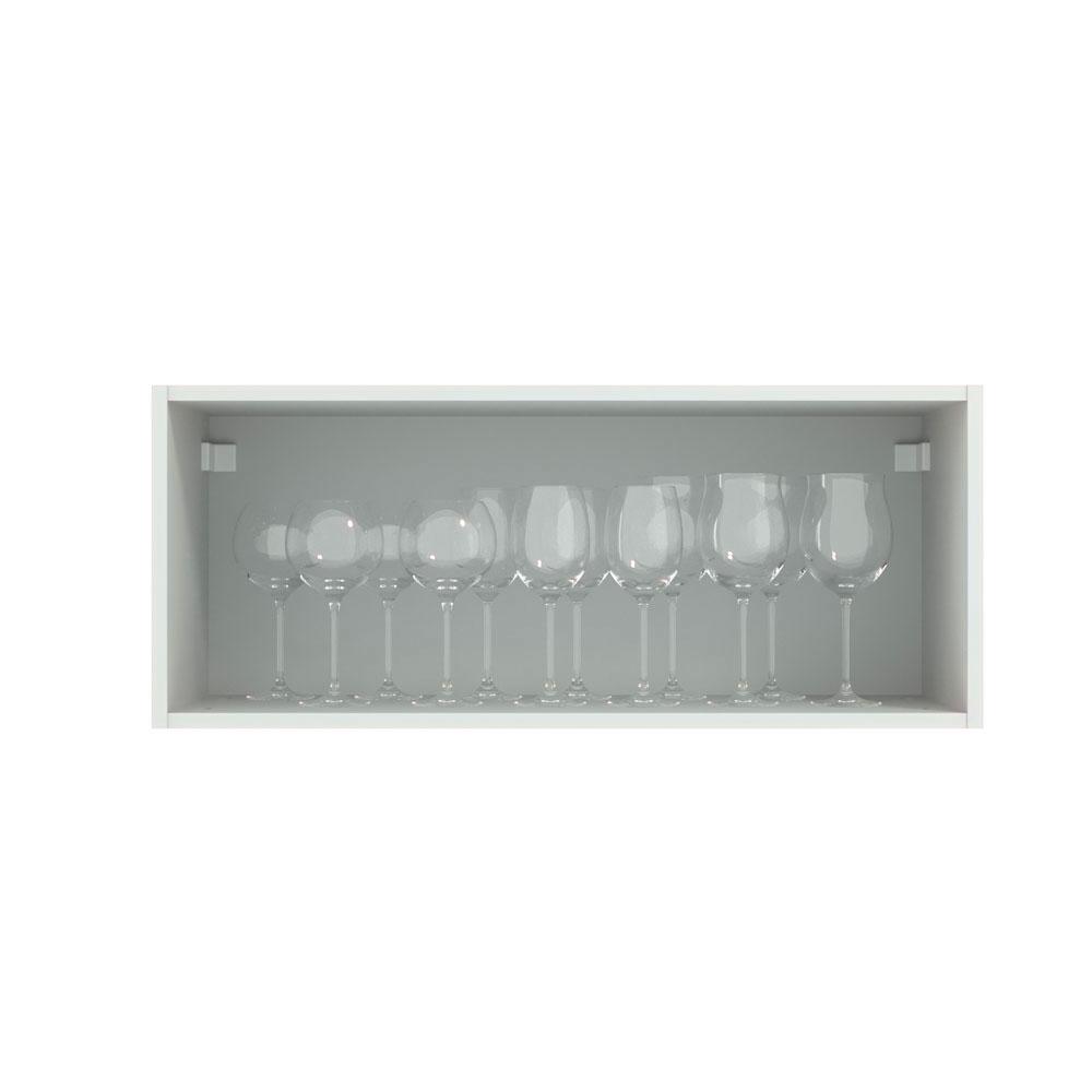 Armário Aéreo Madesa Lux 80 cm 1 Porta Basculante - Branco/Cinza