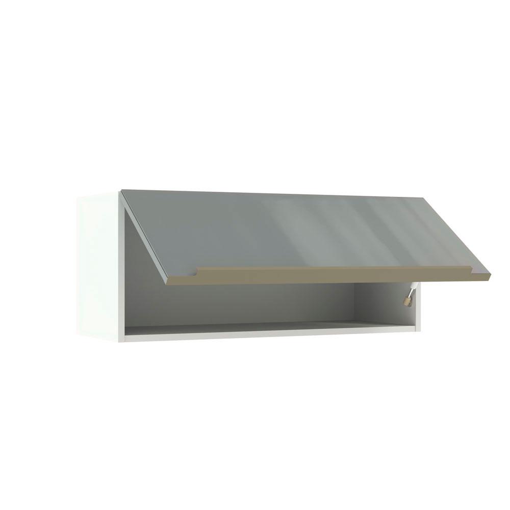 Armário Aéreo Madesa Lux 80 cm 1 Porta Basculante - Branco/Cinza