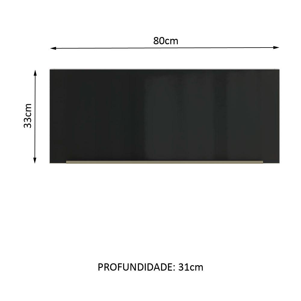 Armário Aéreo Madesa Lux 80 cm 1 Porta Basculante - Branco/Preto