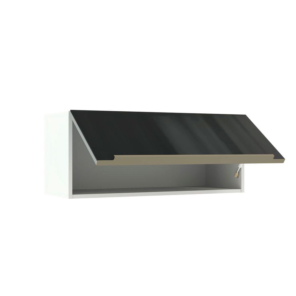 Armário Aéreo Madesa Lux 80 cm 1 Porta Basculante - Branco/Preto