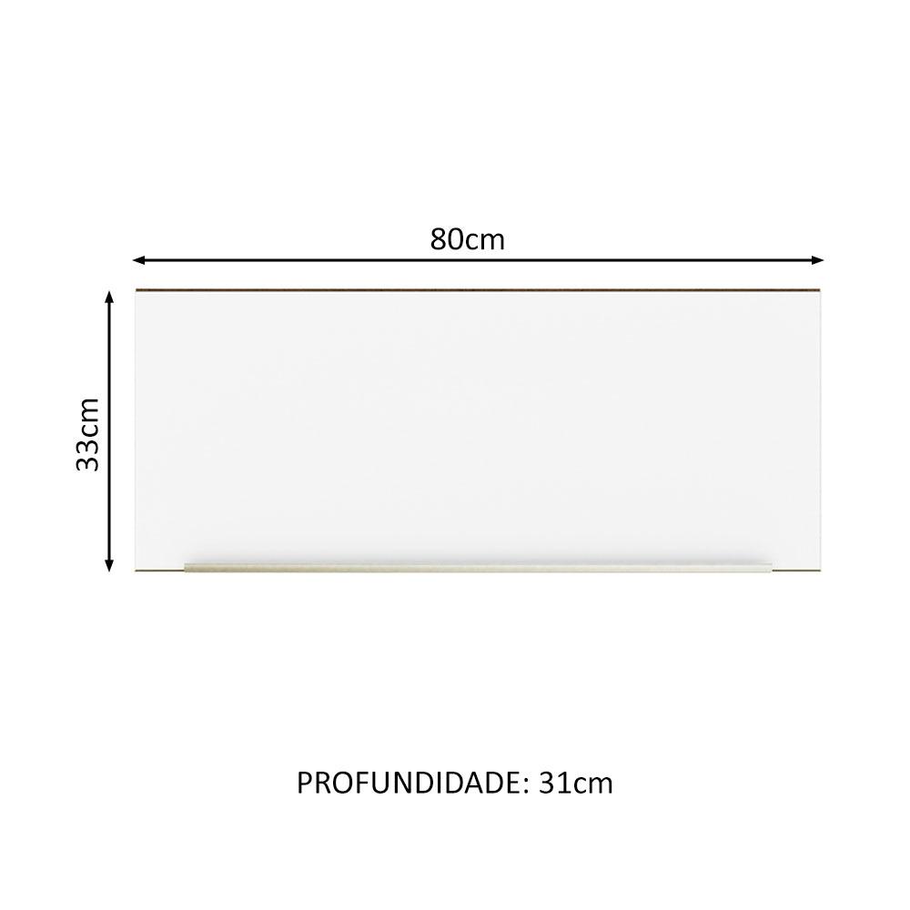 Armário Aéreo Madesa Lux 80 cm 1 Porta Basculante - Rustic/Branco Veludo