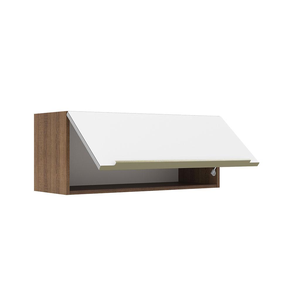 Armário Aéreo Madesa Lux 80 cm 1 Porta Basculante - Rustic/Branco Veludo