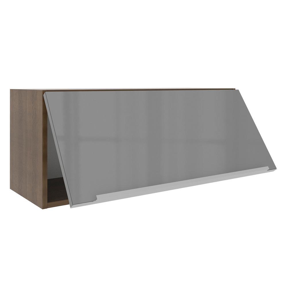 Armário Aéreo Madesa Lux 80 cm 1 Porta Suspensa - Rustic/Cinza