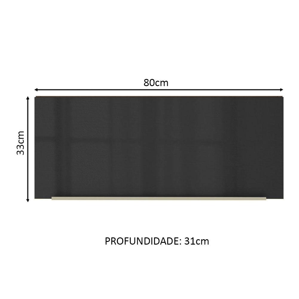 Armário Aéreo Madesa Lux 80 cm 1 Porta Suspensa - Rustic/Preto