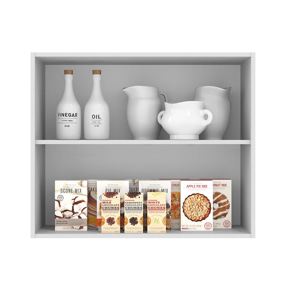 Armário Aéreo Madesa Lux 80 cm 2 Portas - Branco/Branco Veludo