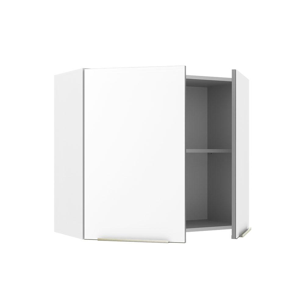 Armário Aéreo Madesa Lux 80 cm 2 Portas - Branco/Branco Veludo