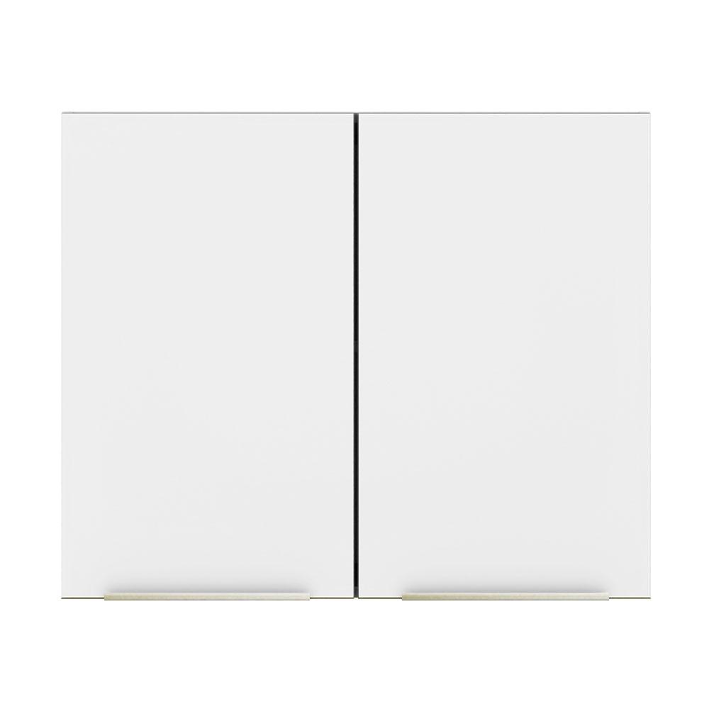 Armário Aéreo Madesa Lux 80 cm 2 Portas - Branco/Branco Veludo