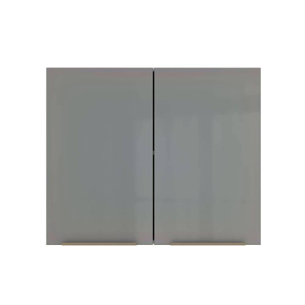 Armário Aéreo Madesa Lux 80 cm 2 Portas - Branco/Cinza