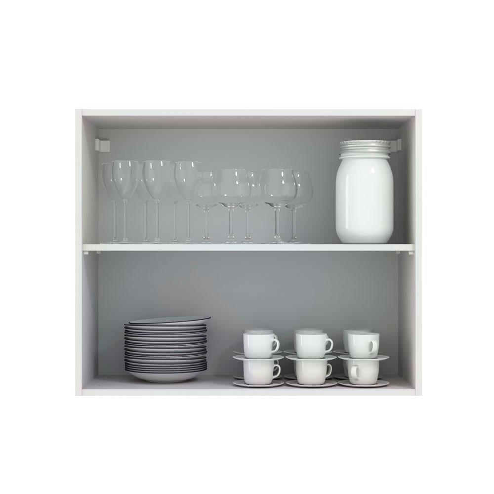 Armário Aéreo Madesa Lux 80 cm 2 Portas - Branco/Preto