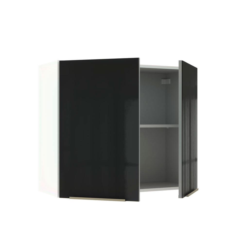 Armário Aéreo Madesa Lux 80 cm 2 Portas - Branco/Preto