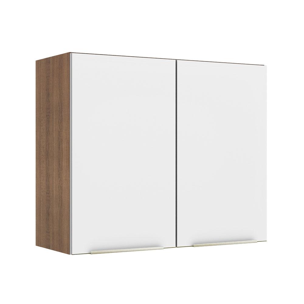 Armário Aéreo Madesa Lux 80 cm 2 Portas - Rustic/Branco Veludo