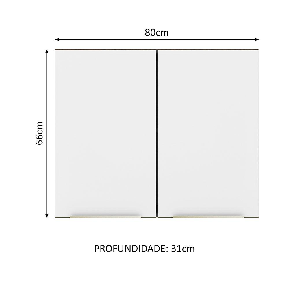 Armário Aéreo Madesa Lux 80 cm 2 Portas - Rustic/Branco Veludo