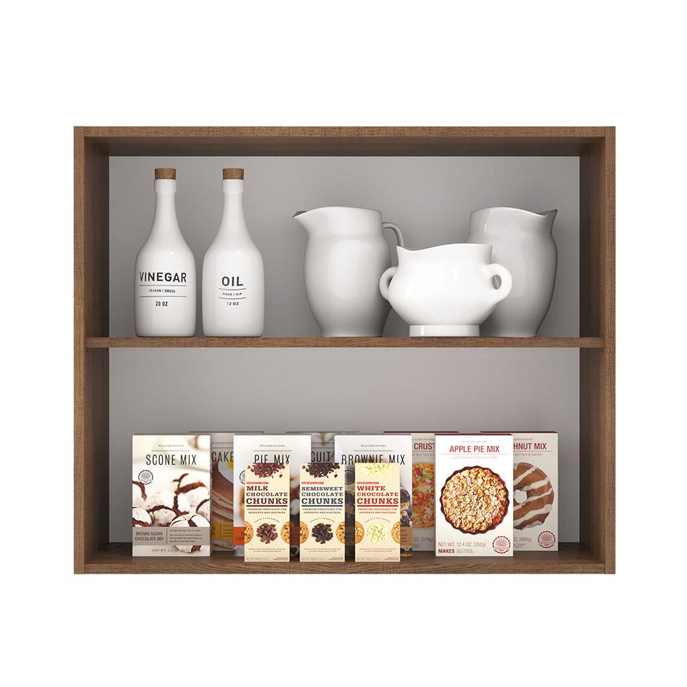 Armário Aéreo Madesa Lux 80 cm 2 Portas - Rustic/Branco Veludo
